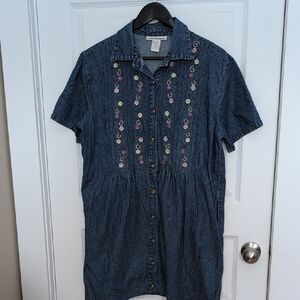 Serengeti Denim Shirt with Floral Embroidery